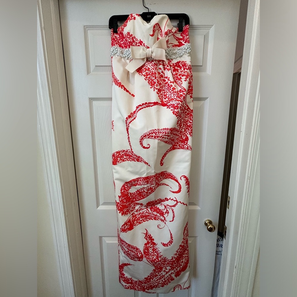 Giambattista Valli Haute Couture Silk Column Gown Beaded Trim IT 42 US 6